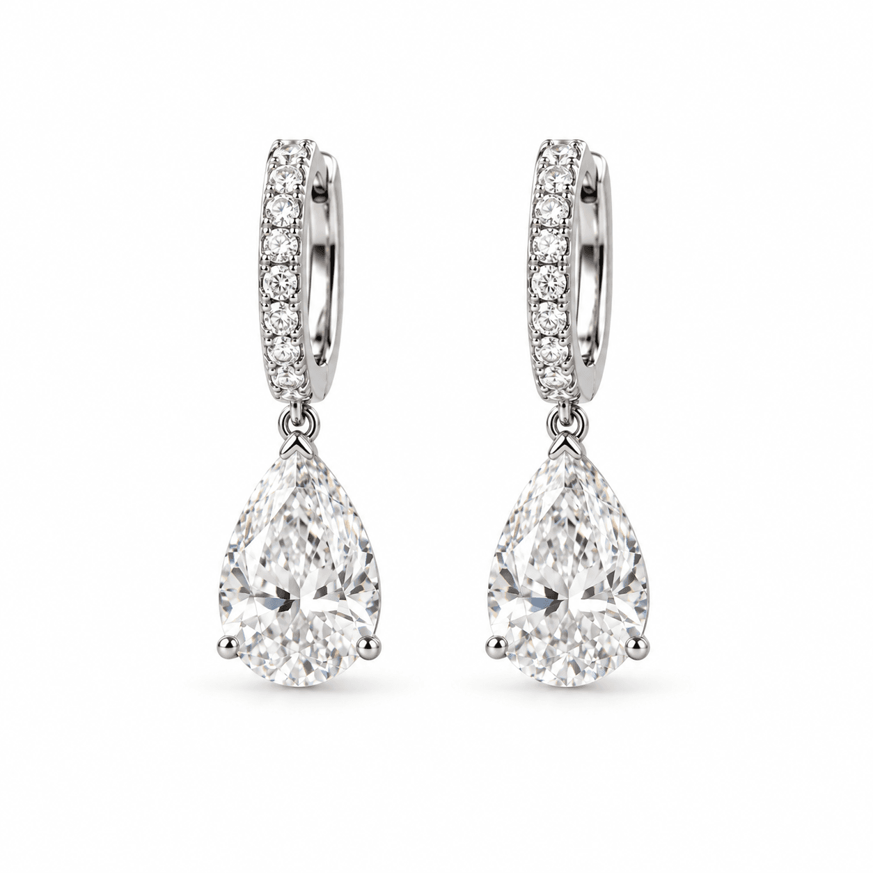 Pear-shaped diamond drop earrings