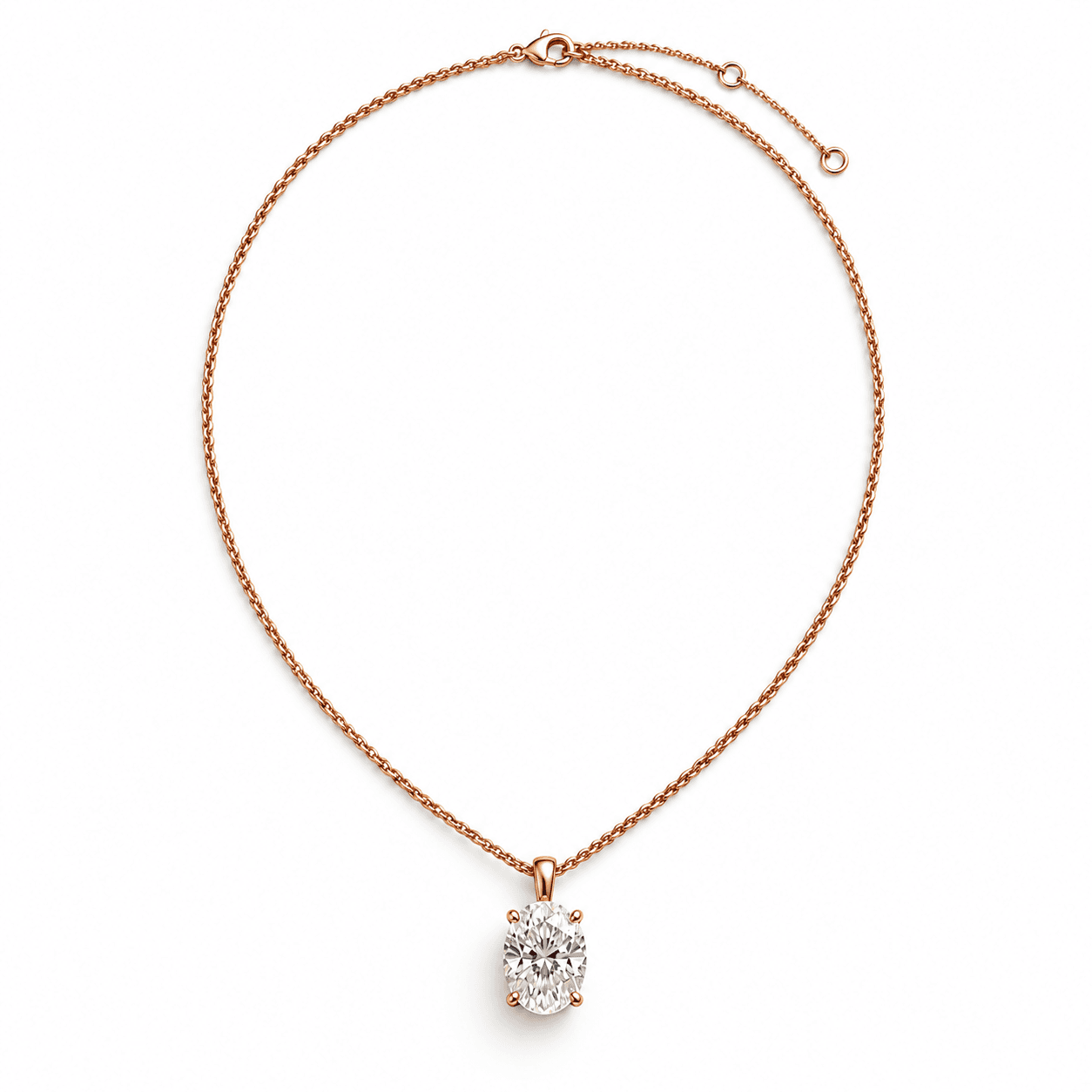 Oval diamond solitaire pendant